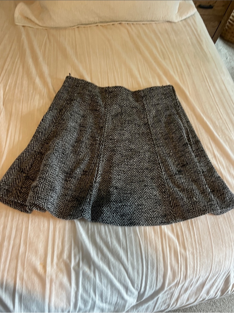 LOFT Black and White Herringbone Mini Skirt